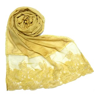 Designer Flower Premium Cotton Hijab - Yellow